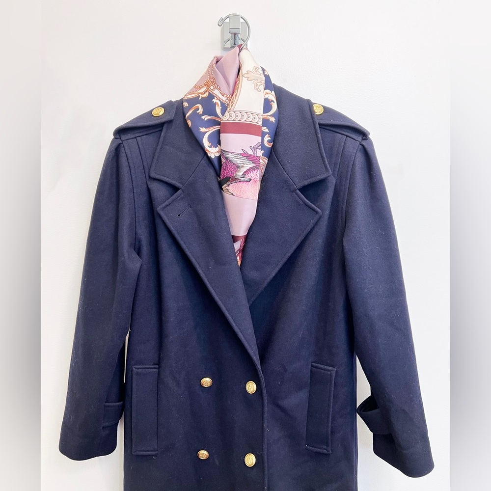 Navy Wool Ladies Long Jacket
